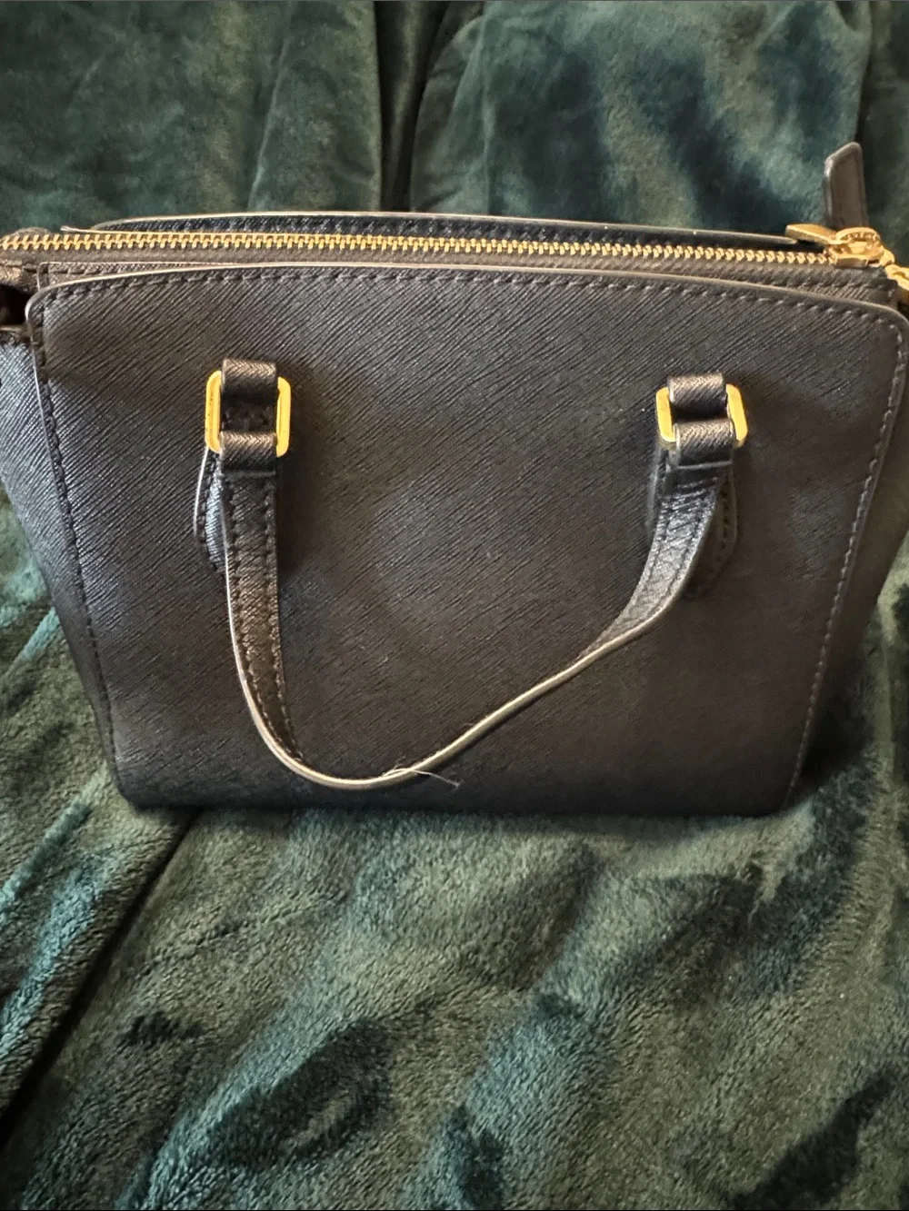 Tory Burch Black Mini Satchel with Gold Hardware